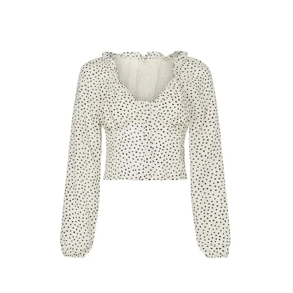 Polka Dot Ruffle Blouse - Picture 5 of 5